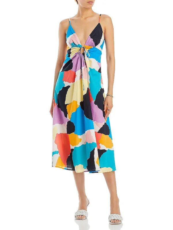 Price Meltdown Womens Colorblock Spaghetti Straps Wear To Work Dress
