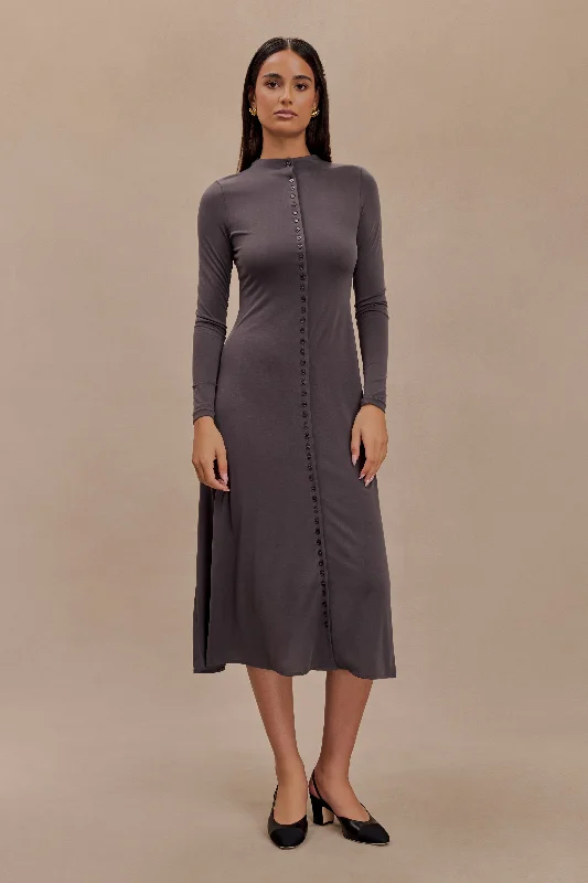 Deep Discounts Anders Peached Jersey Midi Dress - Charcoal