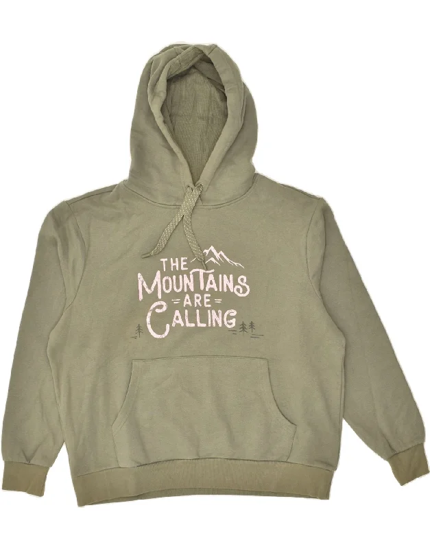 Markdowns MOUNTAIN WAREHOUSE Womens Graphic Hoodie Jumper UK 14 Large Khaki Cotton