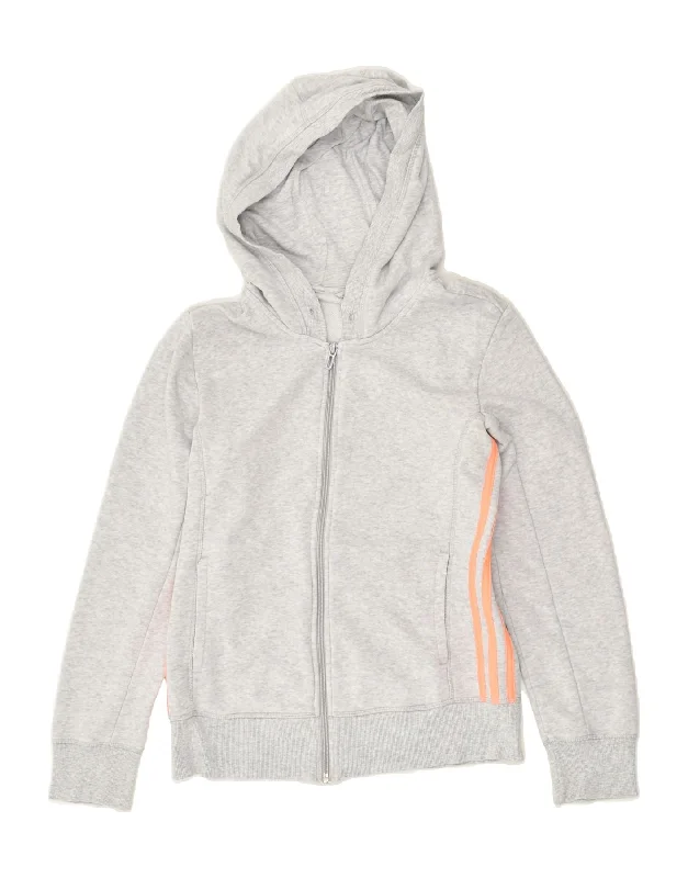 Special Price ADIDAS Womens Zip Hoodie Sweater UK 8/10 Small Grey Cotton