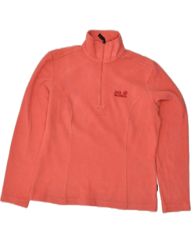 Limited Time Discount JACK WOLFSKIN Womens Zip Neck Fleece Jumper UK 12/14 Medium  Pink