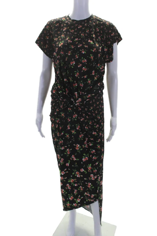 Hurry In Paco Rabanne Womens Black Floral Embellished Cap Sleeveless Shift Dress