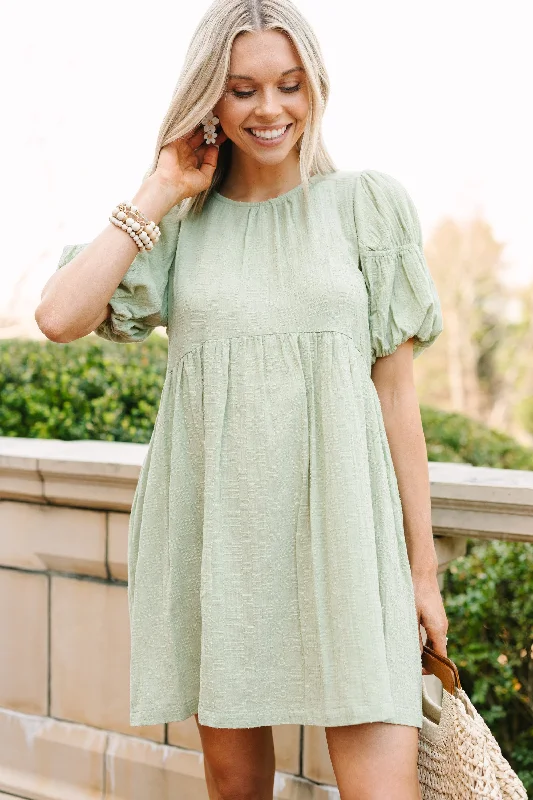 Holiday Sale Loving Life Sage Green Babydoll Dress