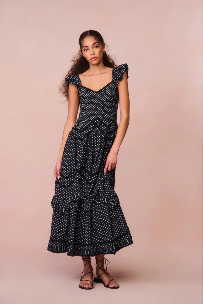 Fantastic Deals Loveshackfancy - Brin Cotton Bow Dress - Midnight Snowfall