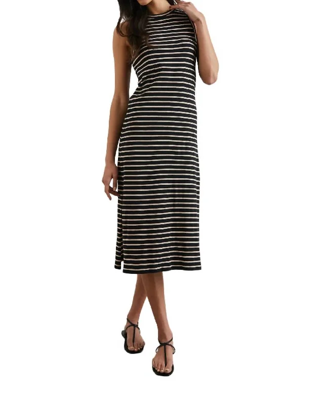 Super Sale Tank Dress In Black Ivory Stripe