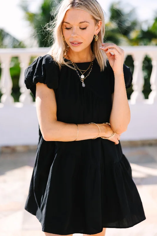 Midnight Madness Stay At The Top Black Babydoll Dress