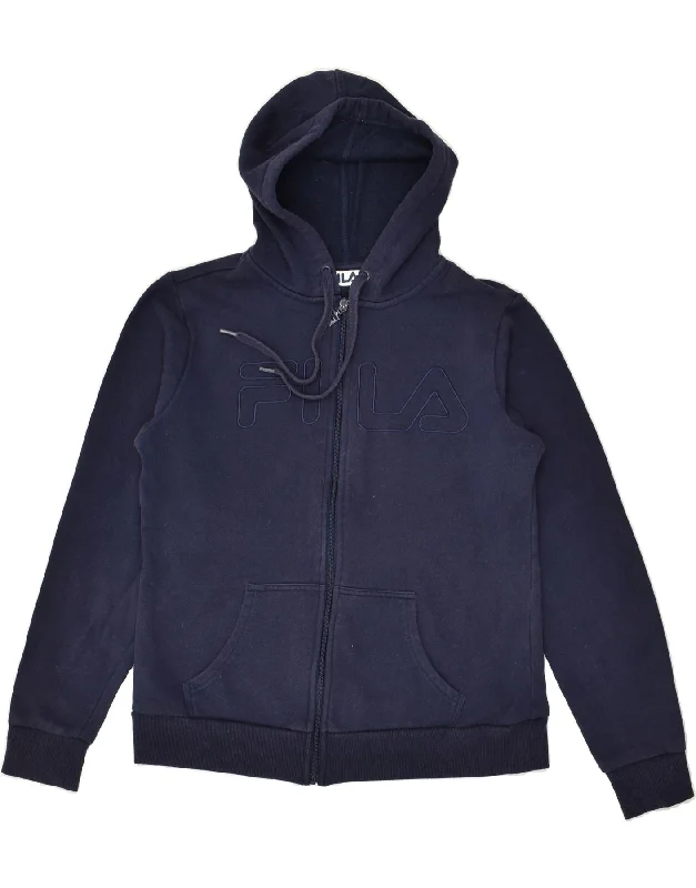 Savings Spectacular FILA Womens Zip Hoodie Sweater UK 18 XL Navy Blue Cotton