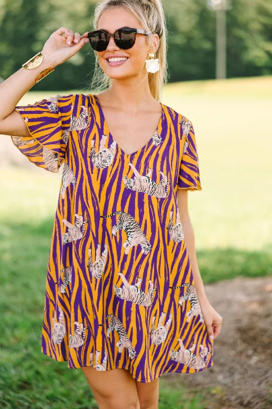 Final Markdown The Kinsley Yellow and Purple Shift Dress