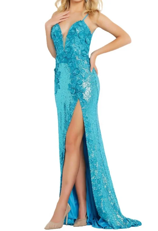 Daily Specials Sequin Sweetheart Prom Dress In Turq