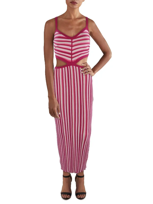Closeout Sale Artemis Womens Striped Cut-Out Bodycon Dress