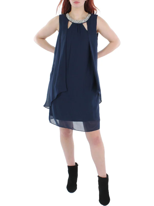 Best Bargains Womens Chiffon Beaded Cocktail Dress