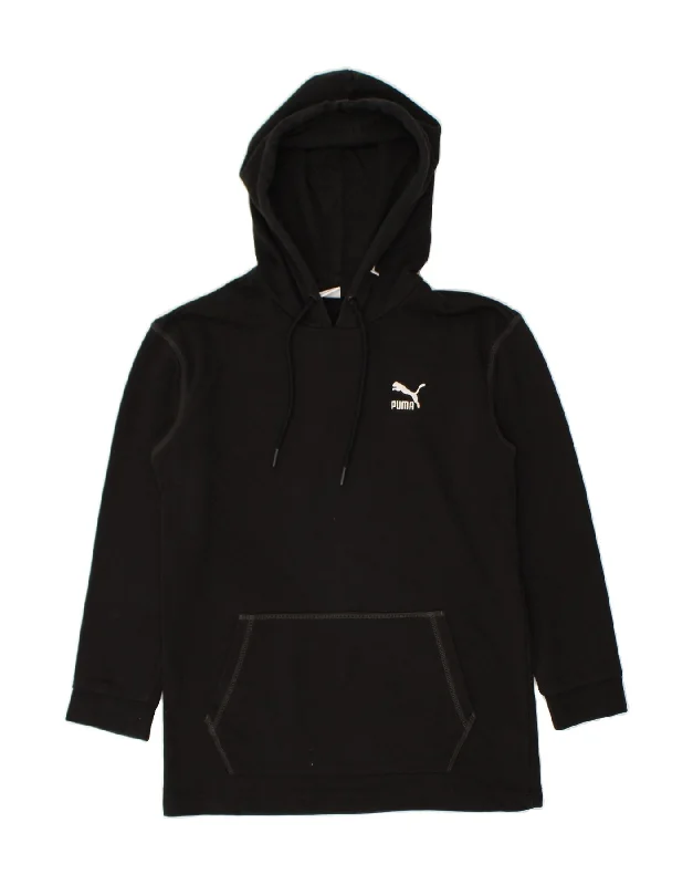 Lowest Prices PUMA Womens Hoodie Jumper UK 2 2XS Black Cotton