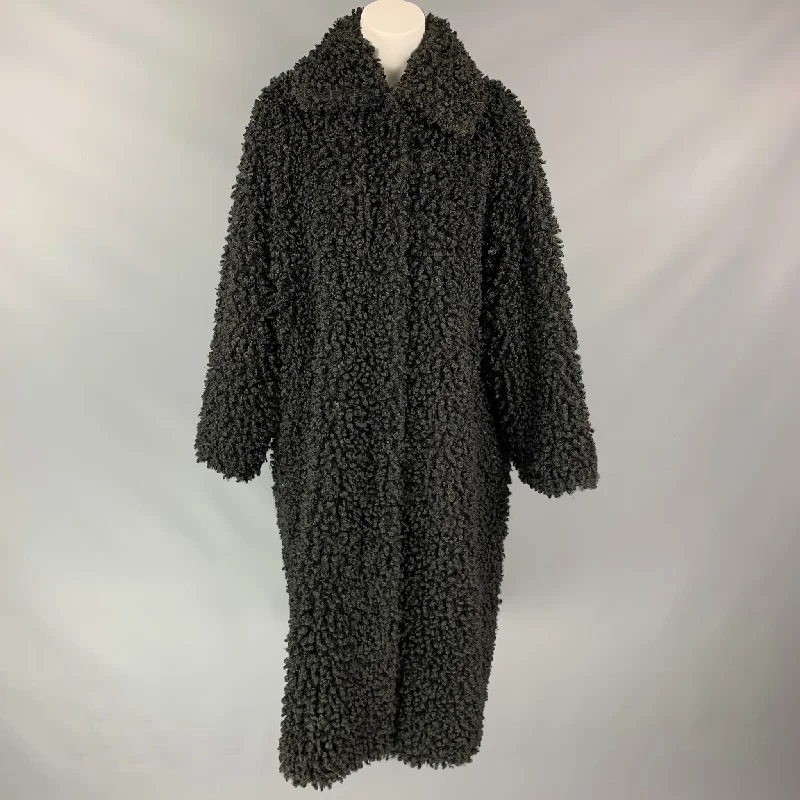 Markdown Madness STAND STUDIO Size XL Black Textured Faux Fur Coat