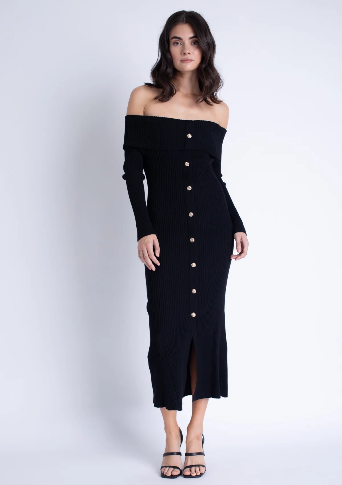 Deal Frenzy Karina Grimaldi - Alana Knit Midi Dress - Black