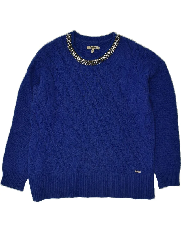 Take Advantage PEPE JEANS Womens Loose Fit Crew Neck Jumper Sweater UK 14 Medium Blue