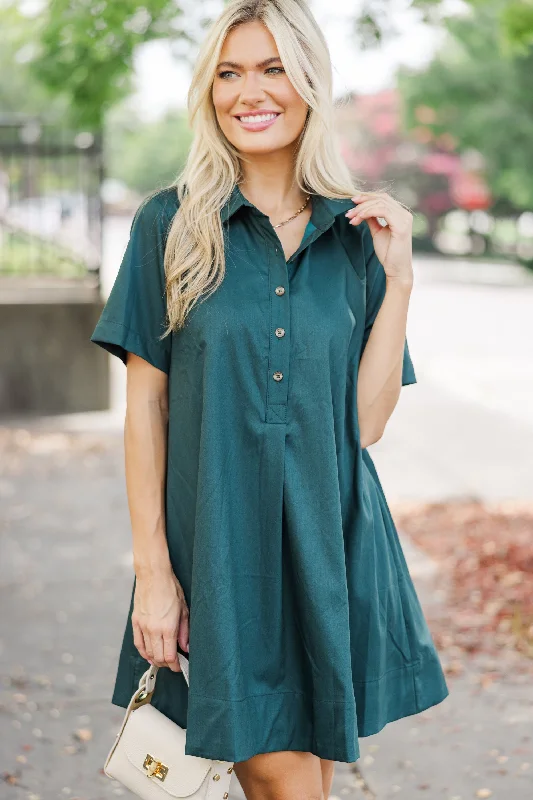 Flash Sale It's Another Day Forest Green Shirt Dress