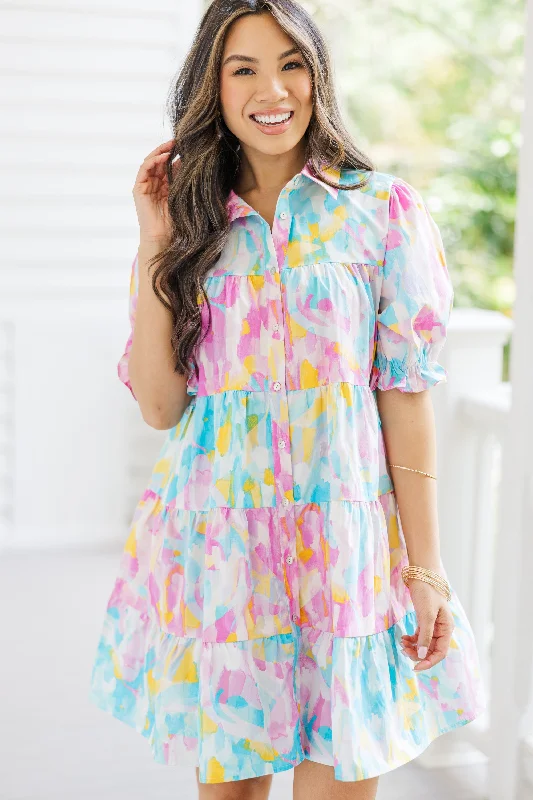 Clearance Items Feeling Your Best Pink Abstract Dress