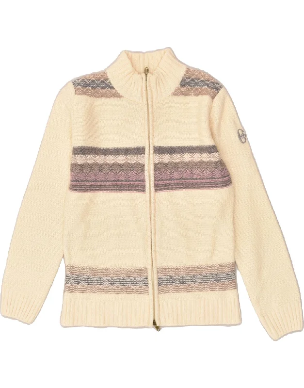 Discount Deals CONTE OF FLORENCE Womens Cardigan Sweater UK 16 Large Off White Striped