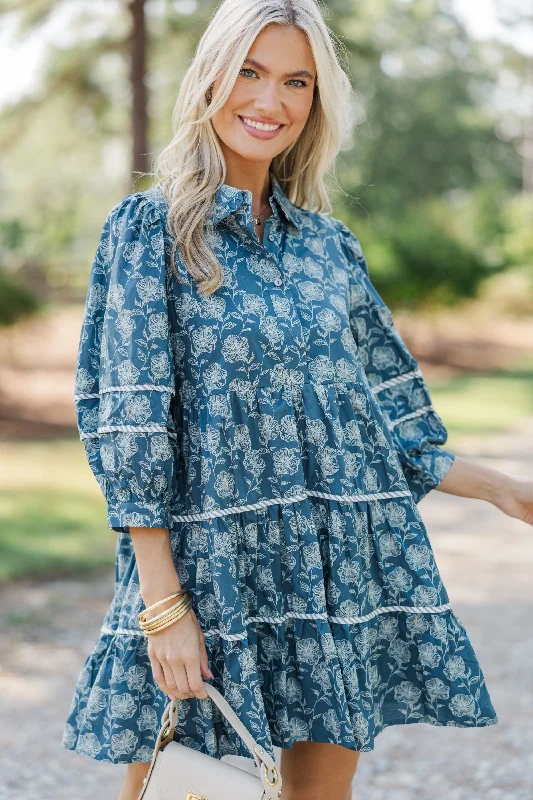 Limited Time Discount Leave It All Behind Blue Floral Dress