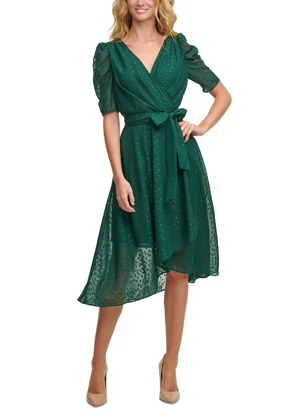 Super Bargain Petites Womens Glitter Polka Dot Midi Dress