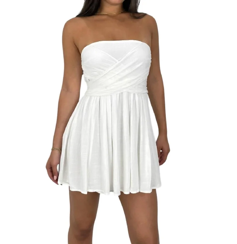 Instant Discount Adjustable Strap Babydoll Mini Dress In Ivory
