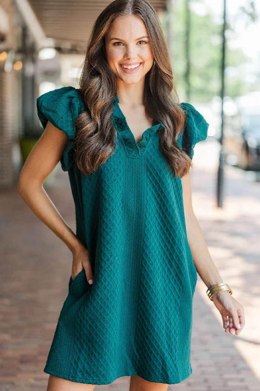 Best Bargains Something New Forest Green Textured Dress