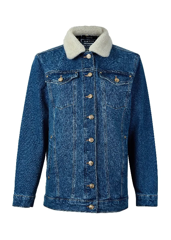 Deal Frenzy Longline Denim Jacket - Classic Indigo Sherpa