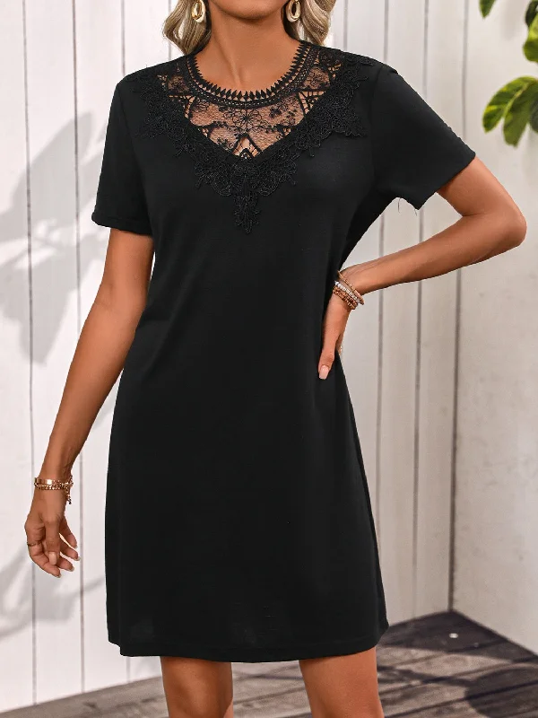 Price Smash Lace Detail Short Sleeve Mini Dress