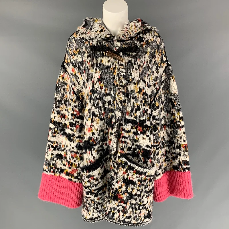 Crazy Deals MISSONI Size 4 Multi-Color Wool Blend Knitted Oversized Hooded Coat