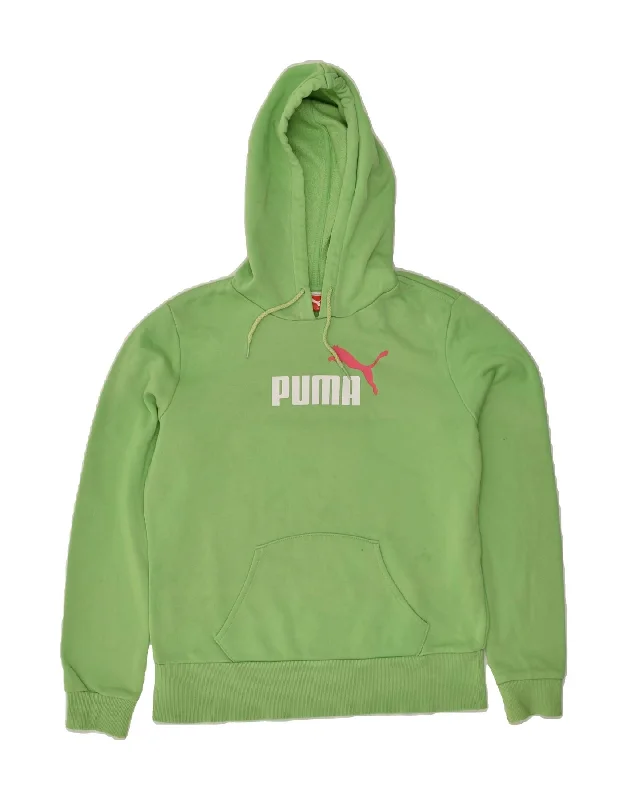 Super Savings PUMA Womens Graphic Hoodie Jumper UK 14 Large  Green Cotton
