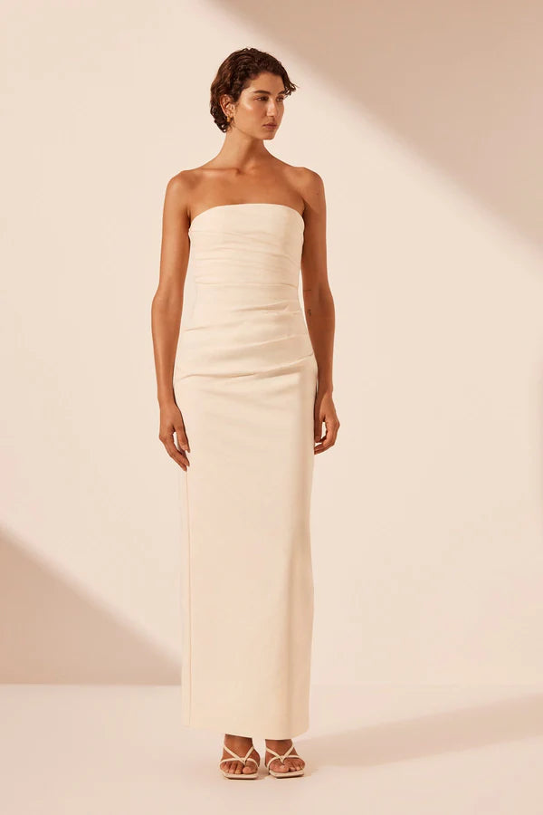 Weekend Special Shona Joy - Lani Strapless Draped Maxi Dress - Rice