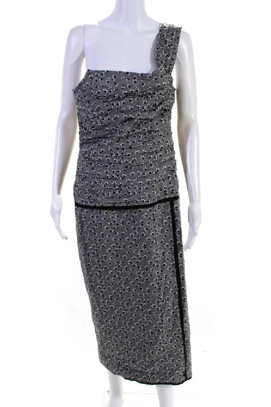 New Markdowns Nackiye Womens Felicita Daisy Explosion One Shoulder Midi Dress Black