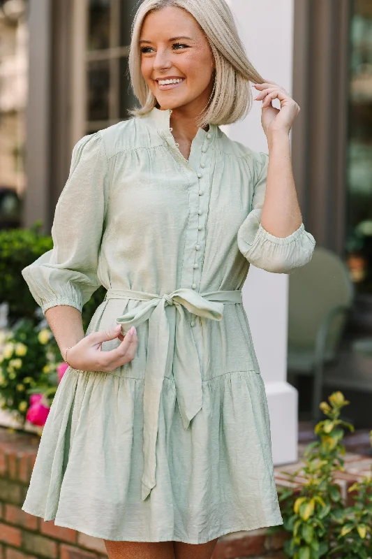 Buy Now Up To The Task Sage Green Dress