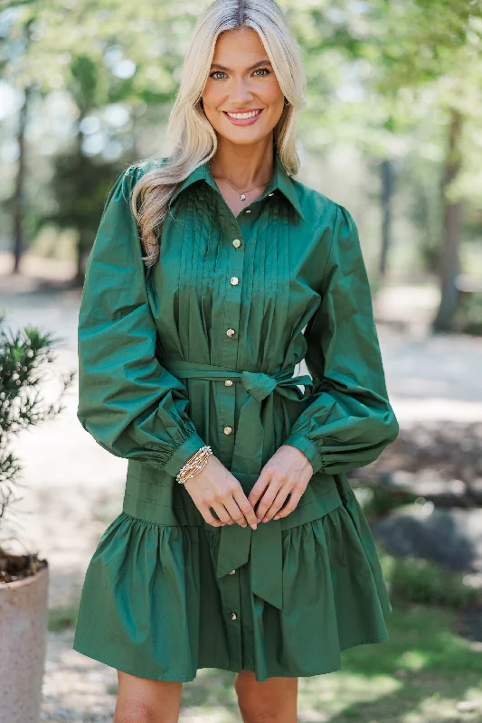 Factory Direct Sale Know The Answers Green Pleated Dress