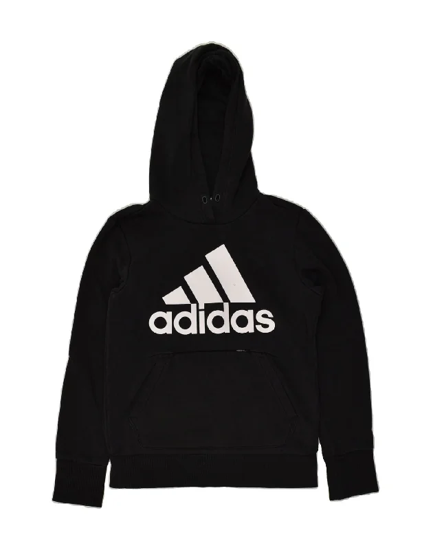 Quick Sale ADIDAS Womens Graphic Hoodie Jumper UK 4/6 XS Black Cotton