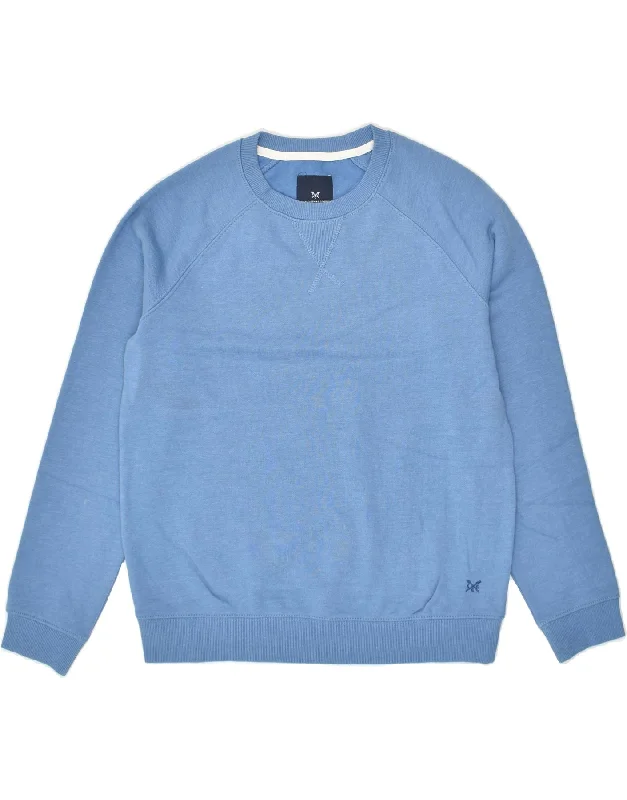 Don't Wait CREW CLOTHING Womens Sweatshirt Jumper US 10 Large Blue Cotton