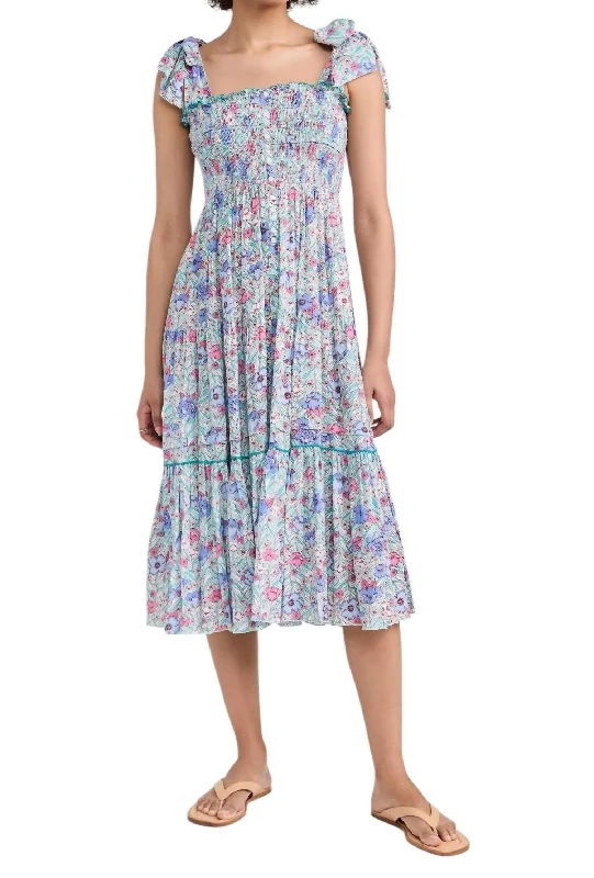 Warehouse Sale Triny Long Dress In Aqua Petunia