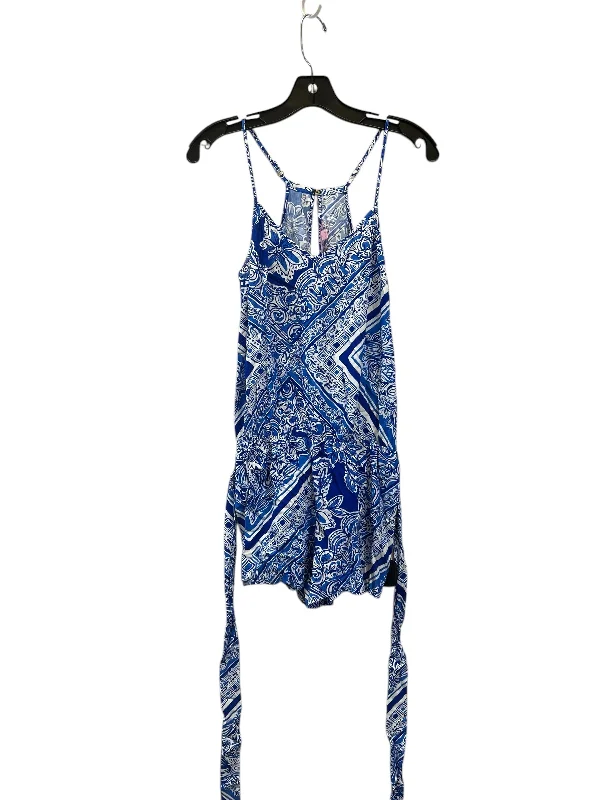 Act Now Romper By Lilly Pulitzer In Blue & White, Size: Xs