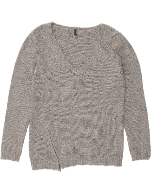 Amazing Deals NAF NAF Womens V-Neck Jumper Sweater UK 14 Medium Grey Polyamide