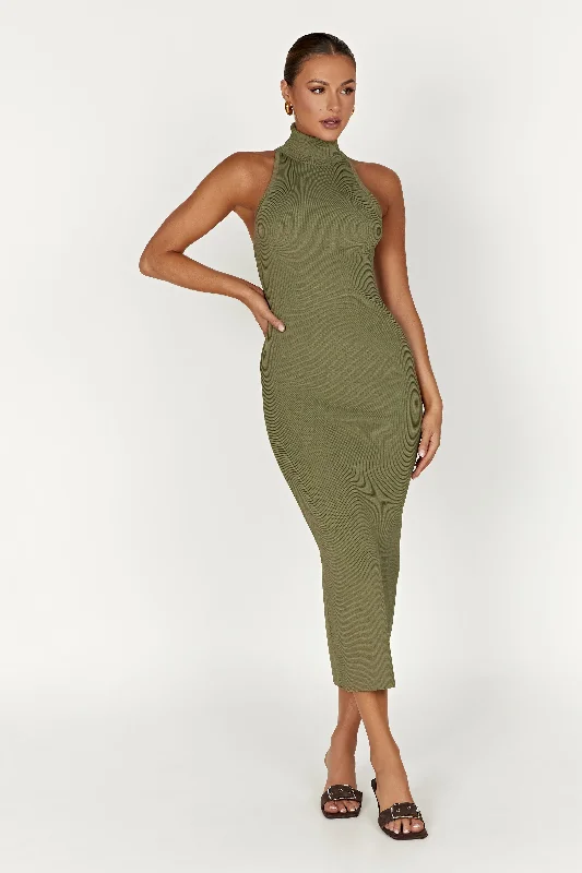 Discount Deals Connie Turtleneck Knit Midi Dress - Olive