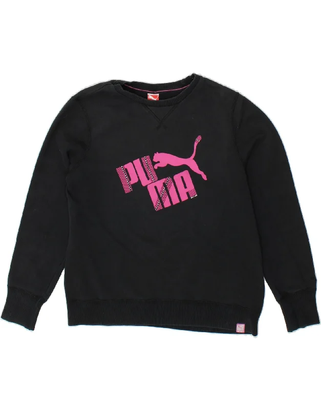 Deal Alert PUMA Womens Graphic Sweatshirt Jumper UK 16 Large  Grey Cotton