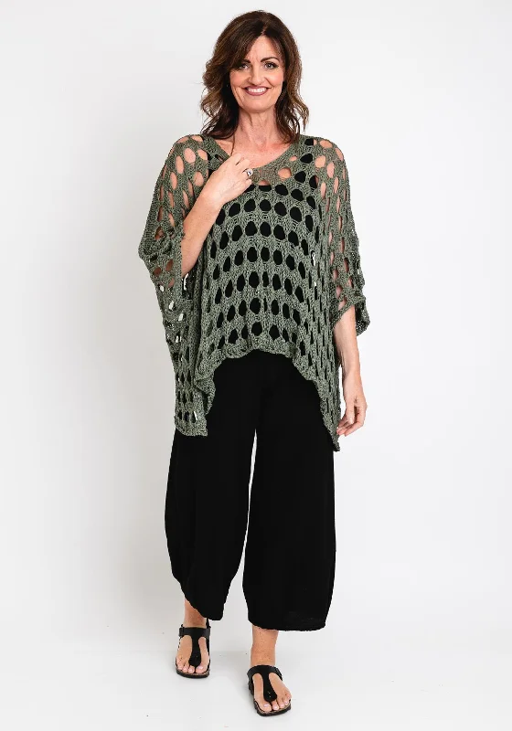 Can't Be Beat The Serafina Collection One Size Crochet Cape, Khaki