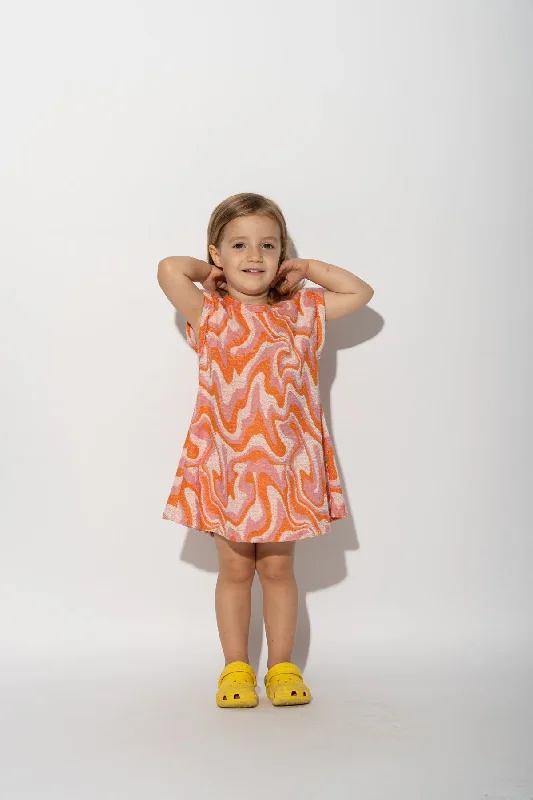 Super Bargain TERRY WAVY PRINT T-SHIRT DRESS